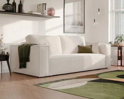 Produktbild von Freistehendes Polstersofa BALI mit Schlaffunktion und Stauraum Schlafsofa Wohnzimmersofa modernen Sofa Boucle Beige