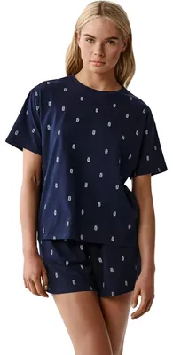 Immagine prodotto di Pigiama da donna Atlantic, con stampa, in cotone 100%, colore blu navy, taglia M