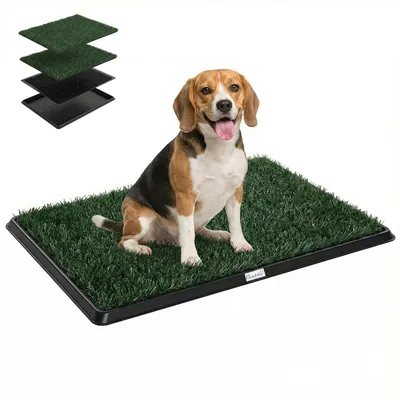 Produktbild von PawHut Hundetoilette 76x50,5cm Hundeklo mit 2 Kunstrasen waschbar Welpentoilette