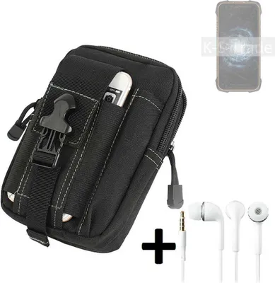 Produktbild von K-S-Trade Gürteltache + Kopfhörer kompatibel mit Cubot KingKong 6 Gürtel Tasche Holster Schutz Hülle Handy Hülle  schwarz inkl. Extrafächer
