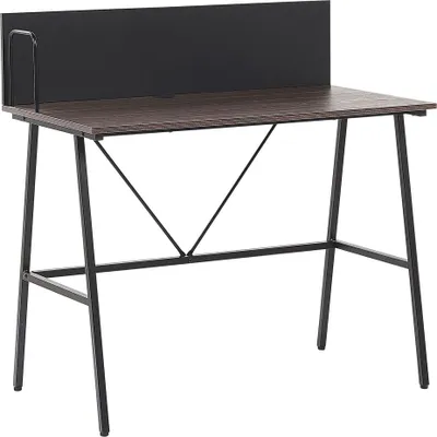Obrázok produktu pre BELIANI Domáci kancelársky stôl tmavé drevo 100 x 50 cm s kovovým rámčekom s práškovou farbou