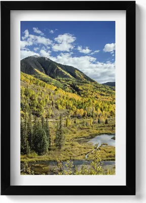Produktbild von Bergvegetation Landschaft– Wandbild mit Rahmen – Gerahmtes Bild  – Wanddekoration – 20x30 cm – Schwarz