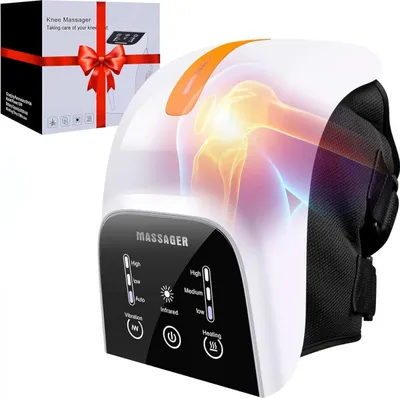 Produktbild von Knie Massagegerät mit Wärme & Vibration, kabelloser Kniegelenk Massager mit Infrarot, LED Display, wiederaufladbar, Geschenkidee für Eltern