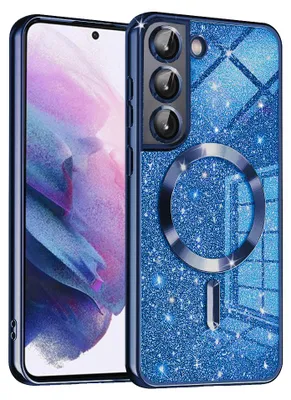 Produktbild von Techsuit Luxury Glitter Back Cover Hülle mit MagSafe für Samsung Galaxy S22 - Dunkelblau