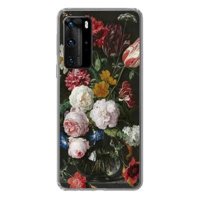 Produktbild von MuchoWow® Handyhülle Schutzhülle Hülle für Huawei P40 Pro Stilleben mit Blumen in einer Glasvase - Gemälde von Jan Davidsz. de Heem Silikon Softcase Handy Hülle - Schutz