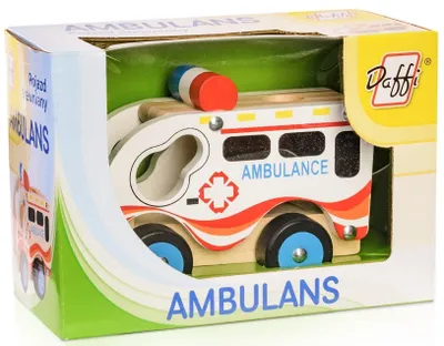 Zdjęcie produktu dla Ambulans drewniany dla dzieci od 1 roku życia