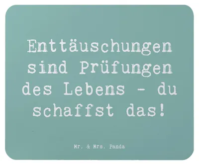 Produktbild von Mr. & Mrs. Panda Mouse Pad Spruch Mit Enttäuschungen umgehen - Meeresbrise - Geschenk, Trostspender, pc mauspad, Prüfungen des Lebens, Vertrauem, Zuversicht, mousepad