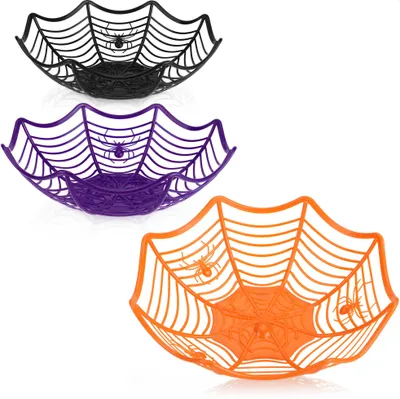 Obrázek produktu pro com-four® 3x Halloweenská miska na svačinu - sada misek na balené sladkosti - plastový talíř na svačinu - nádobí na halloweenské a tematické večírky