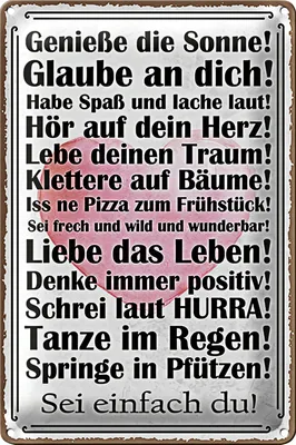 Produktbild von Blechschild Spruch 20x30cm genieße die Sonne sei einfach du