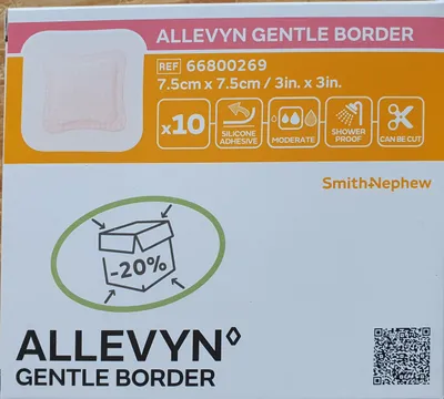 Produktbild von Allevyn Gentle Border Haftschaumverband 66800269, 7,5 cm x 7,5 cm x 10