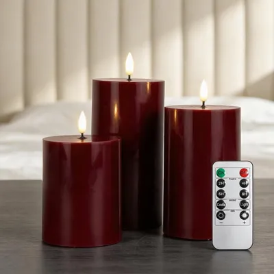 Obrázok produktu pre Sada 3 LED sviečok s časovačom, s efektom blikania, vhodné na svadby a do interiéru