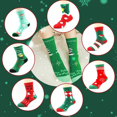 Produktbild von 8 Paar Weihnachtssocken Weihnachtsdekoration Socken für Frau Mädchen 35-41