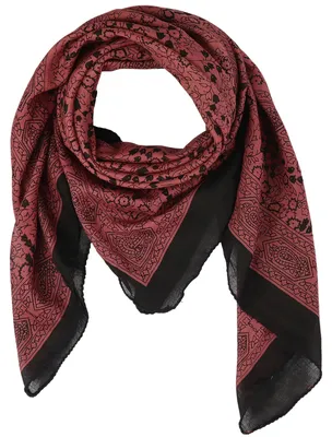 Produktbild von Baumwolltuch - Indisches Muster 1 - bordeaux schwarz - quadratisches Tuch