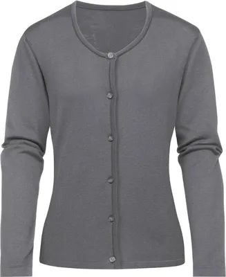 Produktbild von Greiff STRICK Damen Strickjacke Rundhals Knopfleiste Regular Grau XS