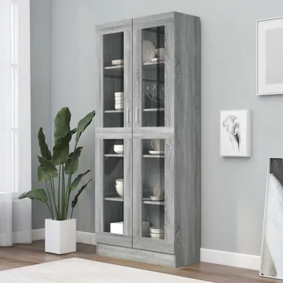 Image de Maison Exclusive - Vitrine grise Sonoma 82,5x30,5x185 cm Matériau dérivé du bois