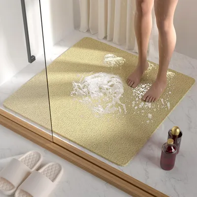 Produktbild von Duschmatte rutschfest 68x68cm PVC-Luffa Beige schnell trocknend zuschneidbar