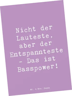 Produktbild von Mr. & Mrs. Panda Postkarte Spruch Bassgitarre Entspannt - Lavendeltraum - Geschenk, Grußkarte, Musik, Ansichtskarte, spruchkarte, Ansichtskarten, Musikinstrument, Lernen