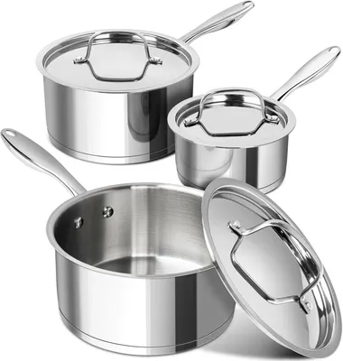 Produktbild von MICHELANGELO Stielkasserollen-Set, 1 l, 2 l, Edelstahl, Antihaftbeschichtung