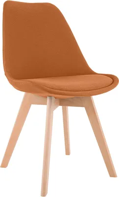 Produktbild von CLP Esszimmerstuhl Linares gepolstert mit Rückenlehne Buchenholzgestell orange Material Stoff