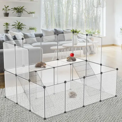 Produktbild von YZNAHRE Freigehege Kaninchen 26Pcs Laufstall 143x108x93 cm DIY Kleintiergehege Laufgitter Welpenauslauf Außengehege