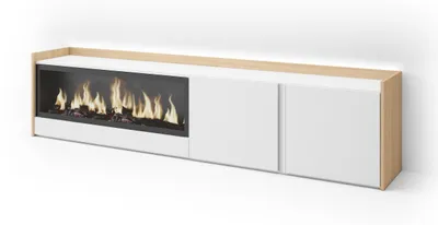 Immagine prodotto di Mobili TV effetto legno Bianco Rovere 212x35x50cm camino effetto fuoco