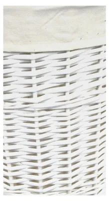 Produktbild von Runder Wäschekorb aus Weide mit Bezug und Deckel, Weiß, D.46 H.62