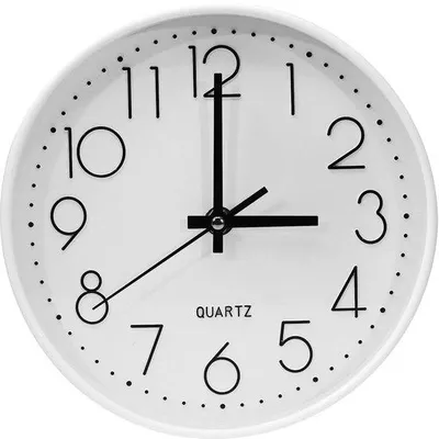 Image de Horloge murale moderne et silencieuse à quartz, forme ronde de 20 cm (8 pouces), noire, pour le bureau, le salon, la cuisine, l'école et la chambre d'enfant.