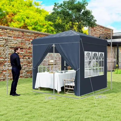 Produktbild von Outsunny Pavillon 2,5x2,5m wasserabweisend Stabil Winterfest Pop-up Faltpavillon