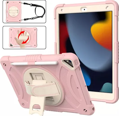 Image de Étui pour iPad 9/8/7 10.2" avec support et bandoulière Rose