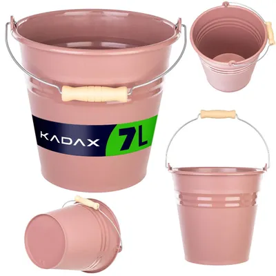 Zdjęcie produktu dla KADAX – wiadro domowe 7 litrów, nadające się do kontaktu z żywnością, wiadro z tworzywa sztucznego, wiadro ogrodowe z ergonomicznym metalowym uchwytem, wiadro z tworzywa sztucznego, wiadro do sprzątania w domu (różowe)