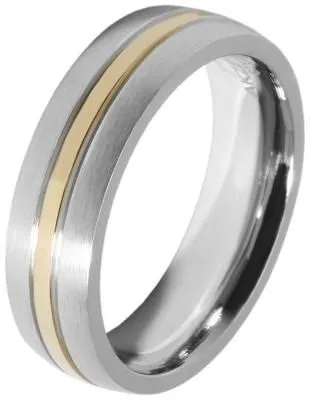 Produktbild von Akzent Uni-Ring aus Edelstahl, silber-/ goldfarben