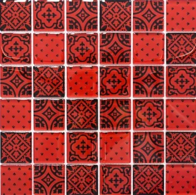 Produktbild von Retro Vintage Mosaikfliese Transluzent rot Glasmosaik Crystal Optik rot MOS78B-0902