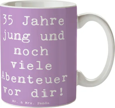 Produktbild von Mr. & Mrs. Panda Tasse Spruch 35. Geburtstag Abenteuer - Lavendeltraum - Geschenk, schöne, Erfahrungen, Teetasse, Happy Birthday, herzlicher, Freude am Leben, Kaffeetasse
