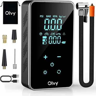 Zdjęcie produktu dla Olvy Kompresor powietrza, mini pompka do opon 7000 mAh, elektryczna pompka rowerowa Elektryczna pompka powietrza Mini kompresor samochodowy Powerbank do piłek rowerowych