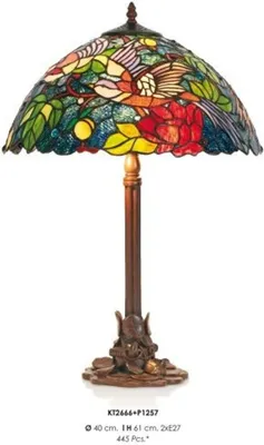 Zdjęcie produktu dla Ręcznie robiona lampa stołowa Tiffany wysokość 61 cm, średnica 40 cm - lampa stołowa