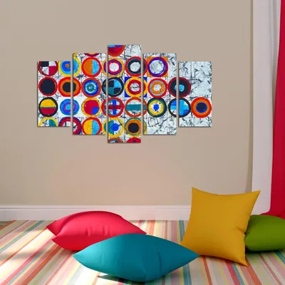 Produktbild von Wallity, 5ABSMDF-49, Dekoratives MDF-Gemälde (5 Stück), 100 % MDF, Mehrfarbig, 60 x 110 cm