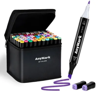 Alcoholmarker-Set, 80 Farben, Doppelspitze, für Künstler