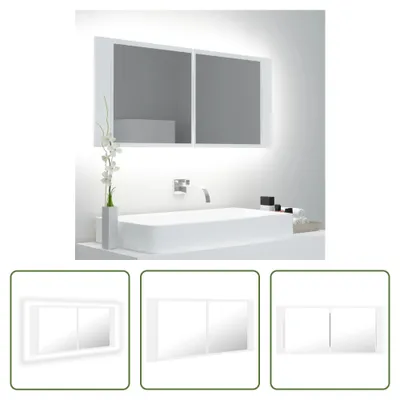 Produktbild von The Living Store LED-Bad-Spiegelschrank Weiß 100x12x45 cm Acryl