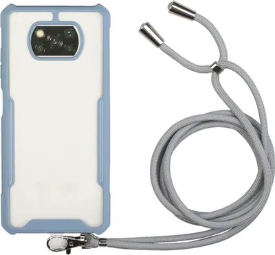 Produktbild von König Design Hülle kompatibel mit Xiaomi Poco X3 Kunststoff Handykette Cover - Case Handyhülle Grau