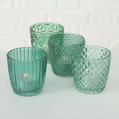 Produktbild von Boltze Windlichter >>Marilu<< 4teiliges Set aus Glas, Petrol