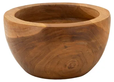 Image de Plateau Erusi Simple en teck Ø 15 x 9,5 cm, marron, en teck recyclé, fabriqué à la main