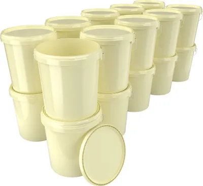 Produktbild von Eimer mit Deckel 16 L | Vorratseimer | Lebensmittelecht Elfenbein | PP | 20 Stück