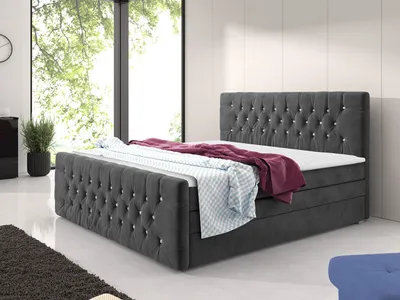 Produktbild von MIRJAN24 Boxspringbett Chester Lux, Polsterbett mit Bonellmatratze, Stilvoll Doppelbett, Schlafzimmer (Farbe: Trinity 15, Größe: 140x200 cm)