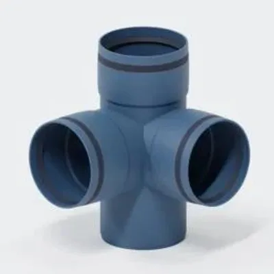 Produktbild von POLOPLAST Eckdoppelabzweig, POLO-KAL XS, 110/110/110mm, 87,5°, PP-MD, blau, 1 Stk.