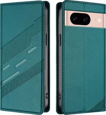Produktbild von Hülle für Google Pixel 8A, Kunstleder Brieftaschen Handyhülle mit Kartenfach und Standfunktion Grün