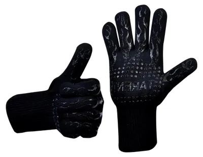Produktbild von Grillhandschuhe – hitzebeständig bis zu 500°C, 1 Paar, hochwertige extra lange Ofenhandschuhe