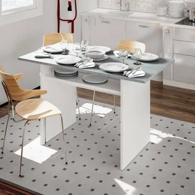 Produktbild von Ausziehbarer Tisch, Weiß 35x120x77h cm