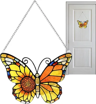 Productafbeelding van Glazen vlinders als decoratie, kleurrijke vlinderhanger voor ramen, muren, woonkamers, slaapkamers, tuinen, patios en feestjes