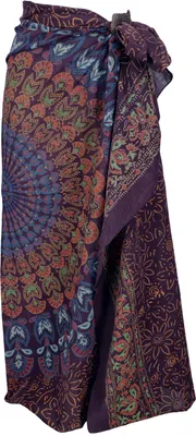 Produktbild von Leichter Mandala Pareo Schal, Sarong, Handbedrucktes Baumwolltuch, Wandbehang - Modell 12, Uni, Mehrfarbig, Baumwolle, 160*100 cm, Sarongs & Tücher