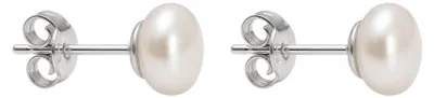 Zdjęcie produktu dla Kolczyki sztyfty z białymi perłami - srebro 925, kształt guzika, rozmiar perły: 10.0-11.0 mm, stop: srebro